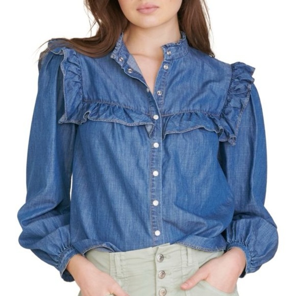 VERONICA BEARD
Tes Ruffled Denim Button Down (T2) - Picture 1 of 9